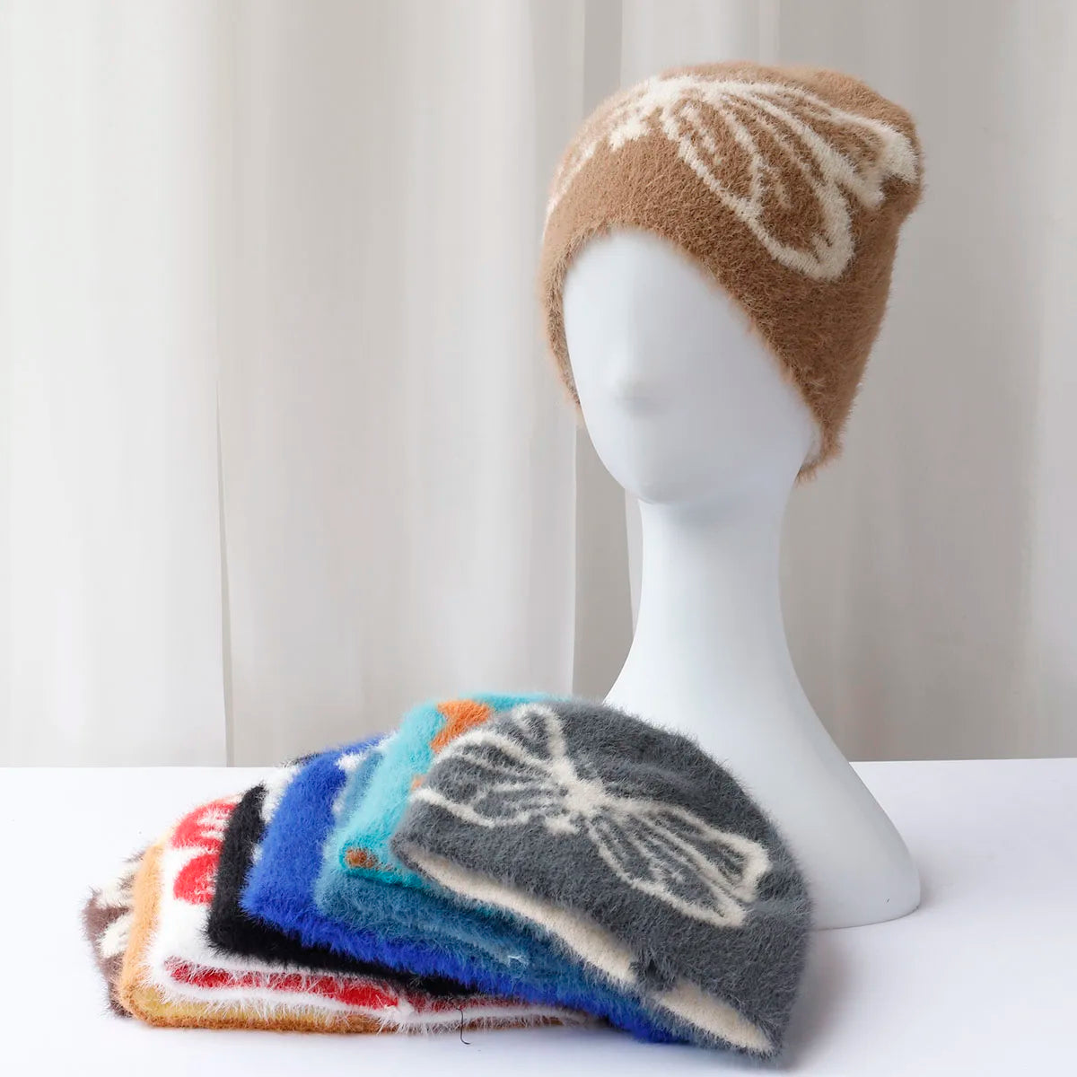 2024 new y2k bow pattern Beanies Hat Men Winter Autunm Warm Knitted Bonnet Cap Soft  Skullies Beanies Caps Boys Gifts