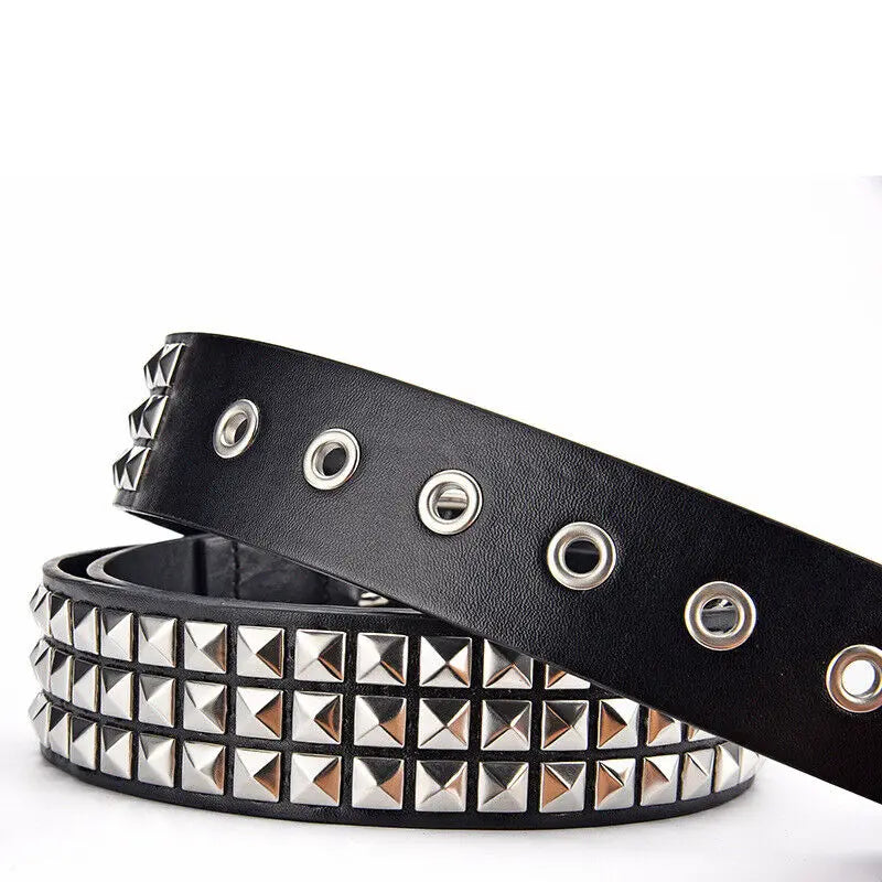 New Fashion Rivet Belt Men and Women's Studded Belt Punk Goth Rock With Pin Buckle PU Leather Waistband Jeans Y2K Accessories