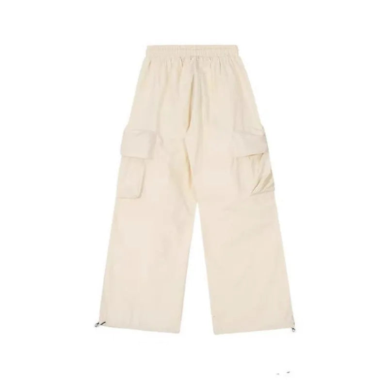 American Women's Overalls Retro Quick Drying Summer High Straight Wide Leg Streamers Loose Casual Floor Length Trousers Trend