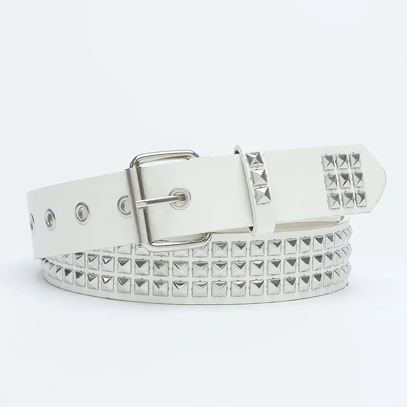 New Fashion Rivet Belt Men and Women's Studded Belt Punk Goth Rock With Pin Buckle PU Leather Waistband Jeans Y2K Accessories