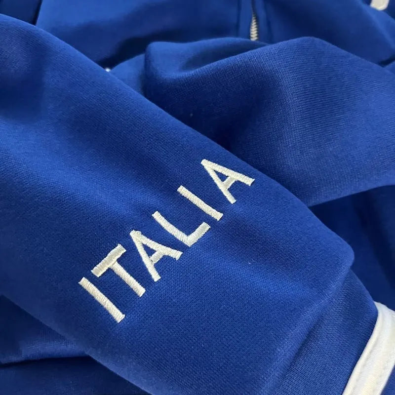 ITALIA Embroidered Jacket Hoodies Autumn Retro Fashion Zipper Hoodie Women Men Streetwear Hip Hop Casual Zip Up Sweatshirt Coat