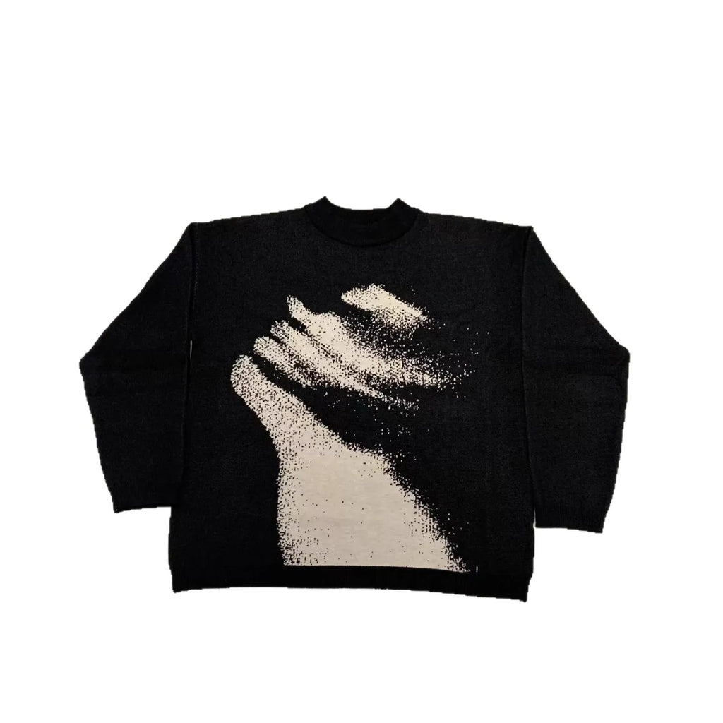 Casual Commuter Style Oversized round Neck Knitwear Women's Pullover Sweater Geometric Pattern Long Sleeve Comfortable Leisure