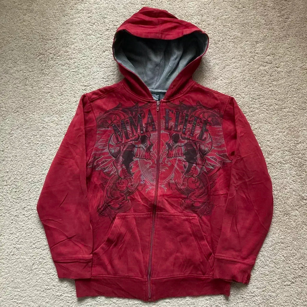 Korean Fashion Simple Gray Double Sided Oversized Zipper Hoodie Women Y2K New Harajuku Gothic Casual Joker Couple Sweatshirt