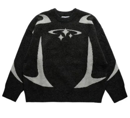 Y2k Women Aesthetic Y2k Clothes Top Portrait Black Streetwear Men Gothic Pullover Autumn Knitted Sweater Harajuku Cotton Sweater