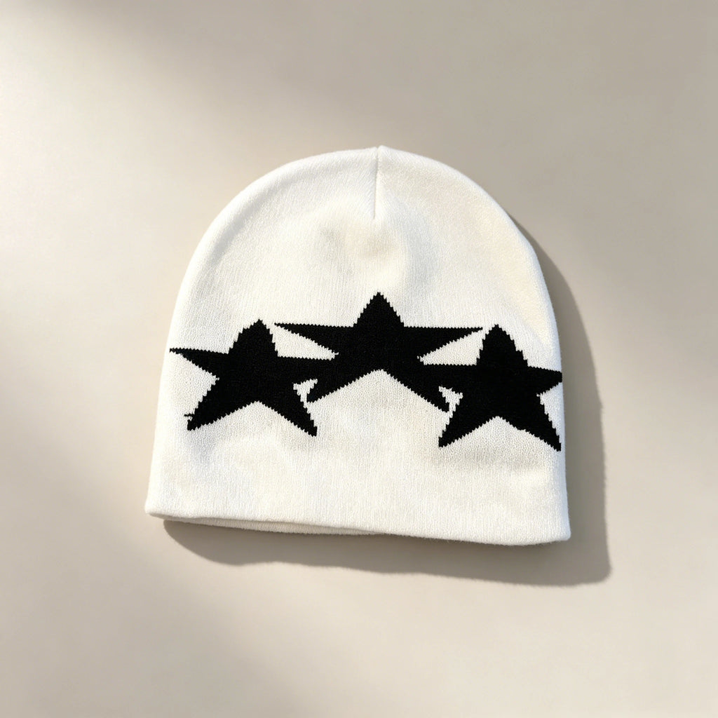 Y2K Five Pointed Star Casual Cozy Winter Warm Beanie Hat Knit Beanie Fashionable Street Style Winter Warm Knit Hat Unisex Pull-O