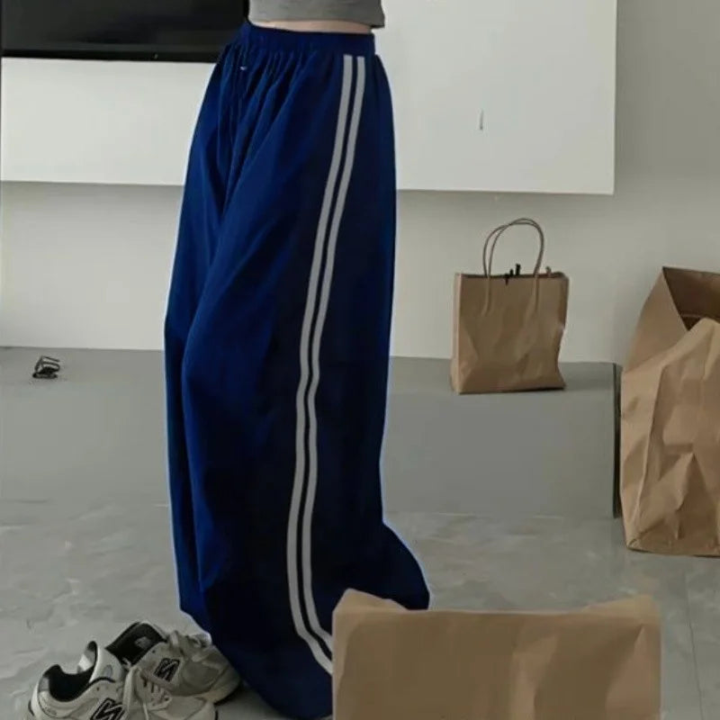 Y2K Vintage Women Loose Pants Oversized Hip Hop Drawstring Pocket Fashion Chic Cargo Pant Casual Office Lady Baggy New Trousers