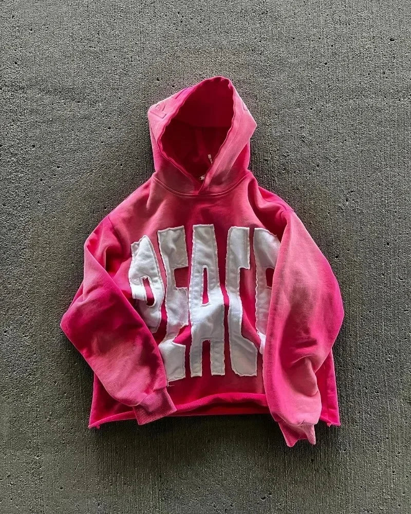 Harajuku Plum Tree Embroidered Oversized Pink Zipper Hoodies For Men and Women Y2K New Gothic Fashion Retro Street Sweatshirts