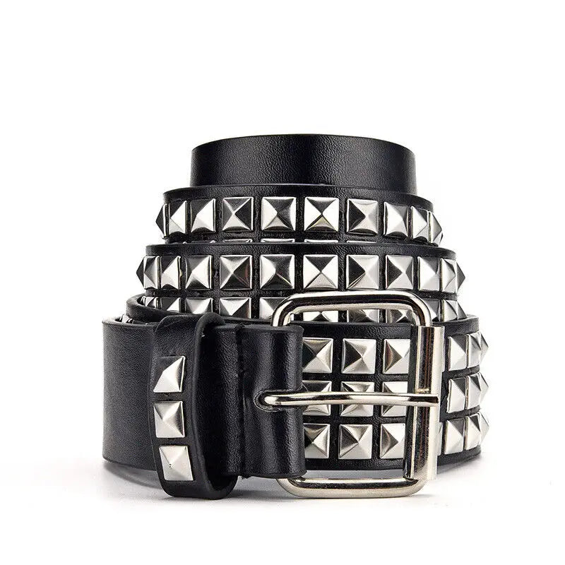 New Fashion Rivet Belt Men and Women's Studded Belt Punk Goth Rock With Pin Buckle PU Leather Waistband Jeans Y2K Accessories