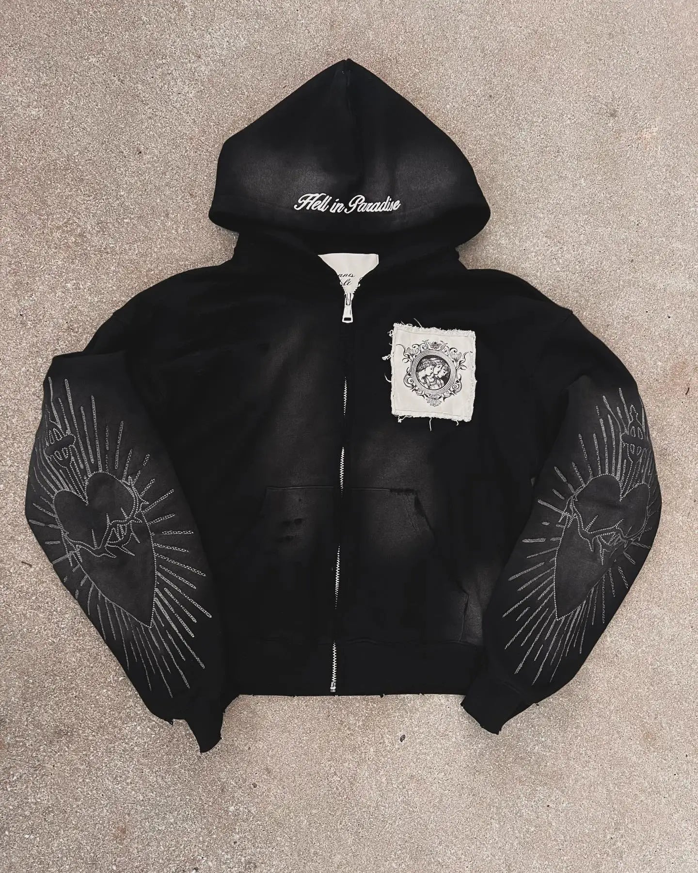 Harajuku Plum Tree Embroidered Oversized Pink Zipper Hoodies For Men and Women Y2K New Gothic Fashion Retro Street Sweatshirts