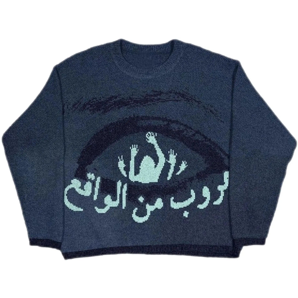 Casual Commuter Style Oversized round Neck Knitwear Women's Pullover Sweater Geometric Pattern Long Sleeve Comfortable Leisure