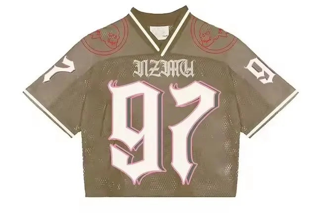 Y2K T-Shirt Fashionable breathable splicing loose football jersey Streetwear casual Breathable Summer Unisex Short Sleeve top