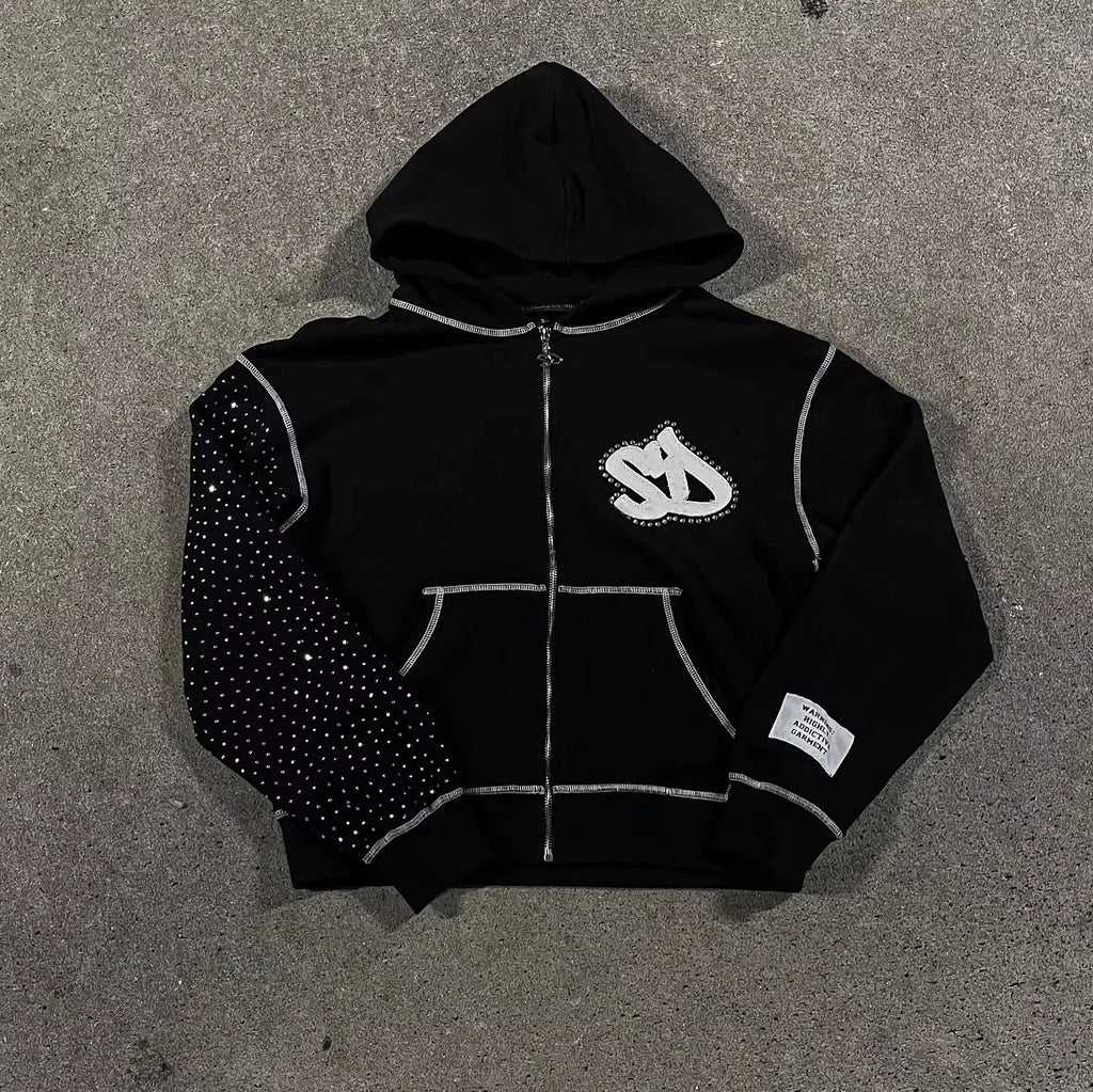 Korean Fashion Simple Gray Double Sided Oversized Zipper Hoodie Women Y2K New Harajuku Gothic Casual Joker Couple Sweatshirt