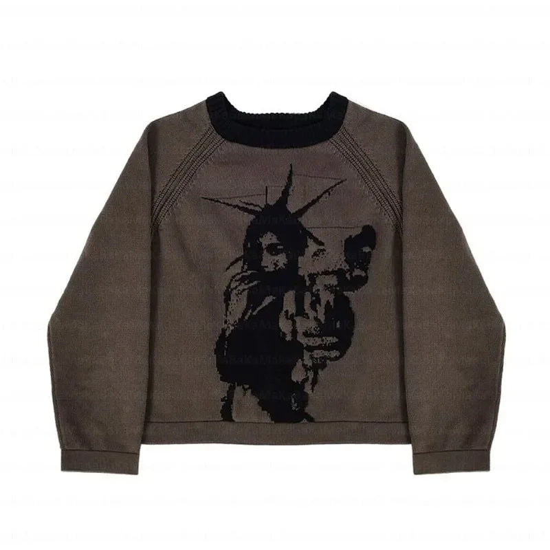 Knitwear Mens Women's Sweaters Harajuku Fashion Male Autumn Winter Loose Top Casual Streetwear Pullover Sweaters Vintage Clothe