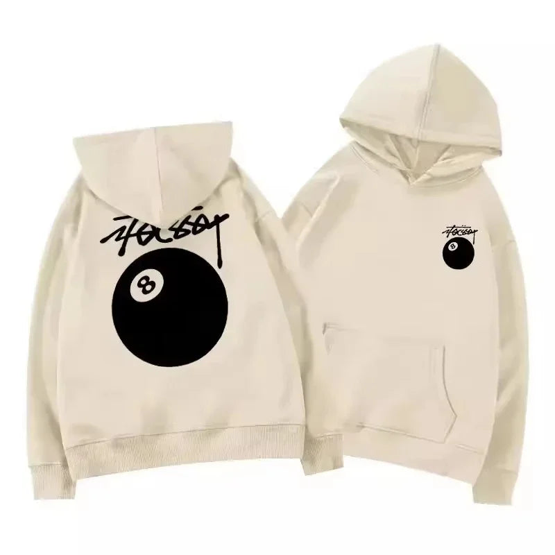 New billiard print street autumn and winter warm hooded sportswear, soft casual top, high-quality comfortable clothing