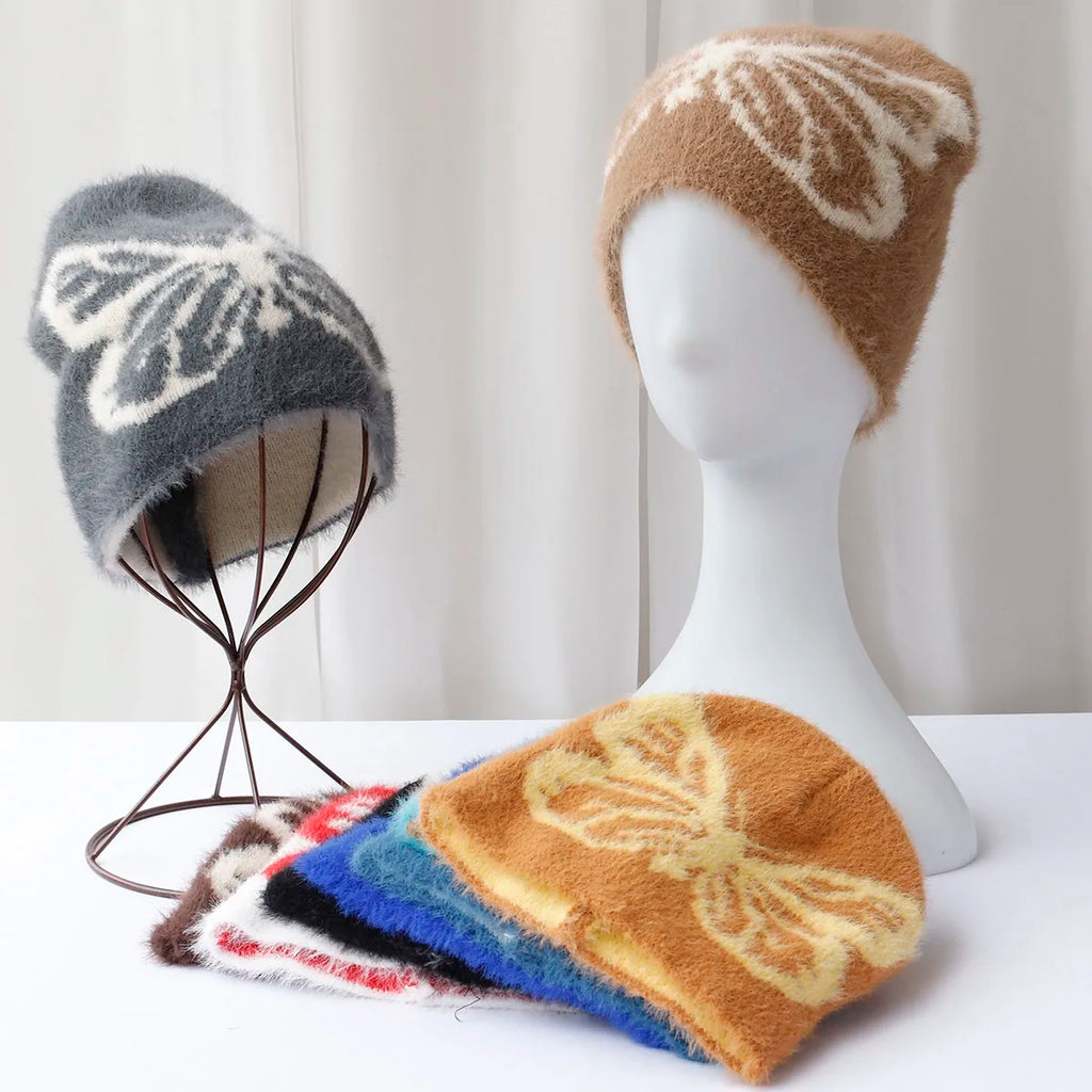 2024 new y2k bow pattern Beanies Hat Men Winter Autunm Warm Knitted Bonnet Cap Soft  Skullies Beanies Caps Boys Gifts