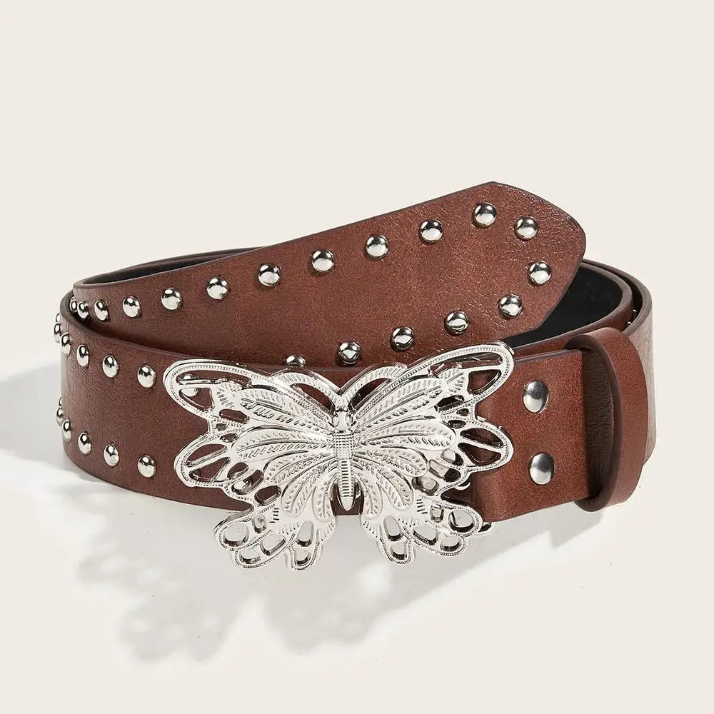 New Fashion Rivet Belt Men and Women's Studded Belt Punk Goth Rock With Pin Buckle PU Leather Waistband Jeans Y2K Accessories