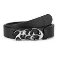 Creative Men's Geometric Automatic Buckle PU Belt Fashionable Men's Paired With Shorts Casual Pants Unique Design For Men