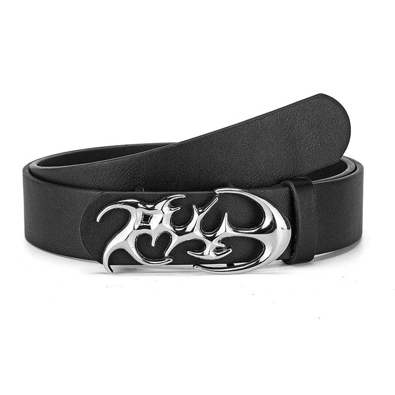 Creative Men's Geometric Automatic Buckle PU Belt Fashionable Men's Paired With Shorts Casual Pants Unique Design For Men