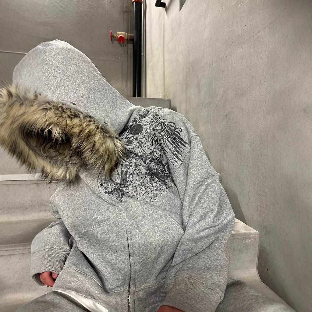 Autumn and Winter New Y2K Unisex Zipper Thick Sweatshirt Jacket with Hat Simple Daily Versatile and Not Monotonous