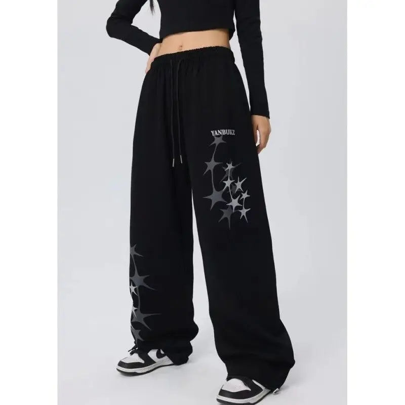High Waist Loose Drapey Wide Leg Casual Sport Pants American Hip Hop Dancing Pants Jazz Dance Long Pants Women's Comfortable