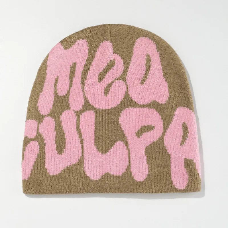 2025 New Knitting Beanies Hat Men Women Paragraph Quality Cap Mea Culpa Y2k Warm Fashion Hundred Take Cold Cap for Women Hats