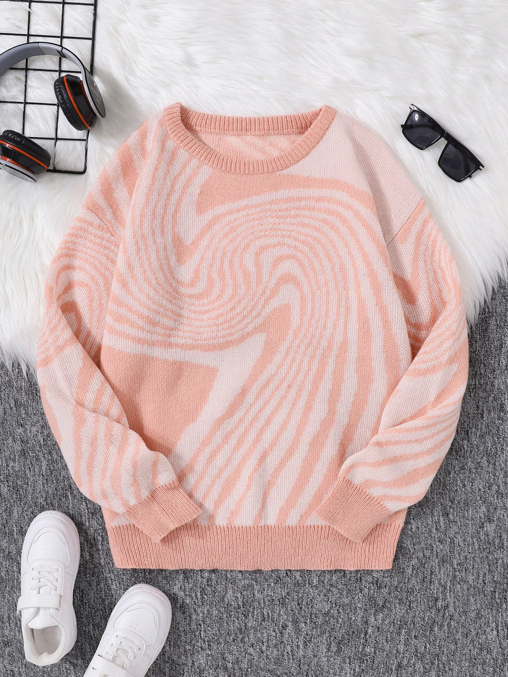 New Popular Autumn and Winter Maze Jacquard Pattern Pullover Sweater Casual Round Neck Contrast Color Knitted Men's Pullover