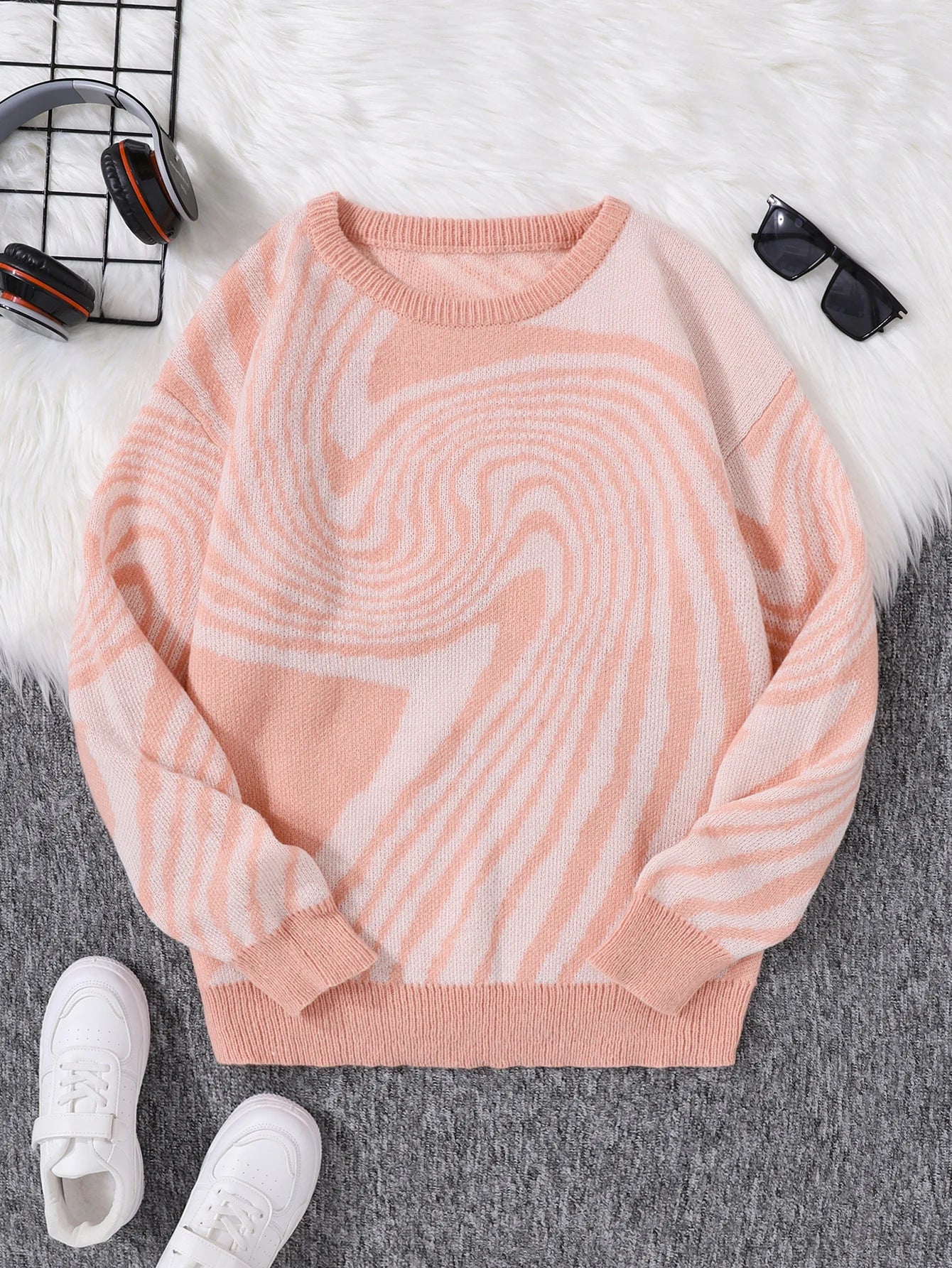 New Popular Autumn and Winter Maze Jacquard Pattern Pullover Sweater Casual Round Neck Contrast Color Knitted Men's Pullover
