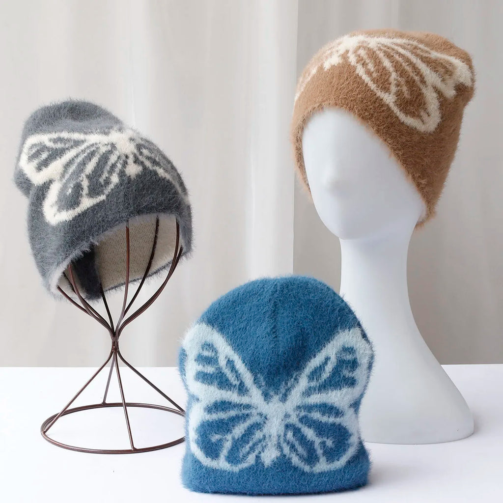 2024 new y2k bow pattern Beanies Hat Men Winter Autunm Warm Knitted Bonnet Cap Soft  Skullies Beanies Caps Boys Gifts