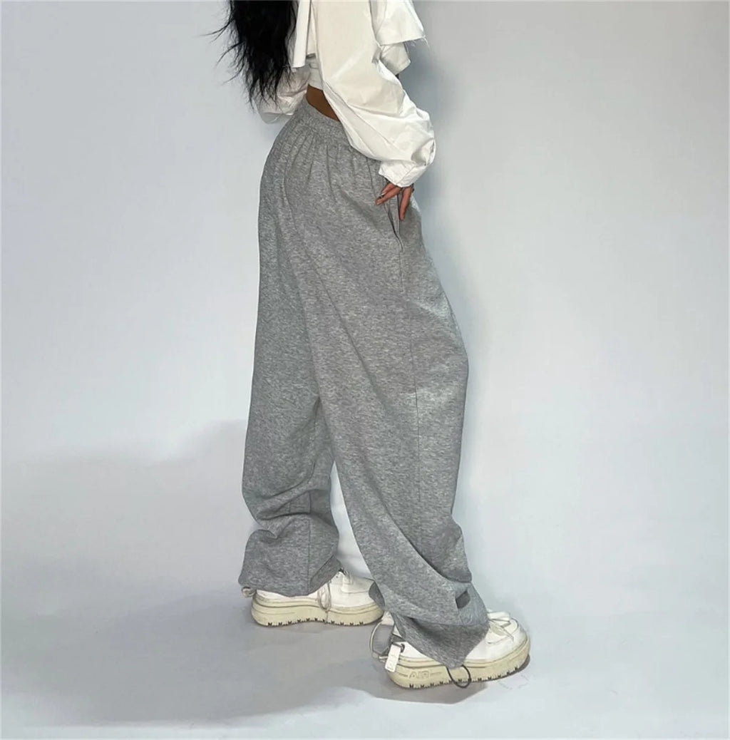 Women Harajuku Wide Leg Sweatpants 2025 Spring Fall Solid Fashion Sport Pant Female Casual Oversize Clothes Lady Baggy Trousers
