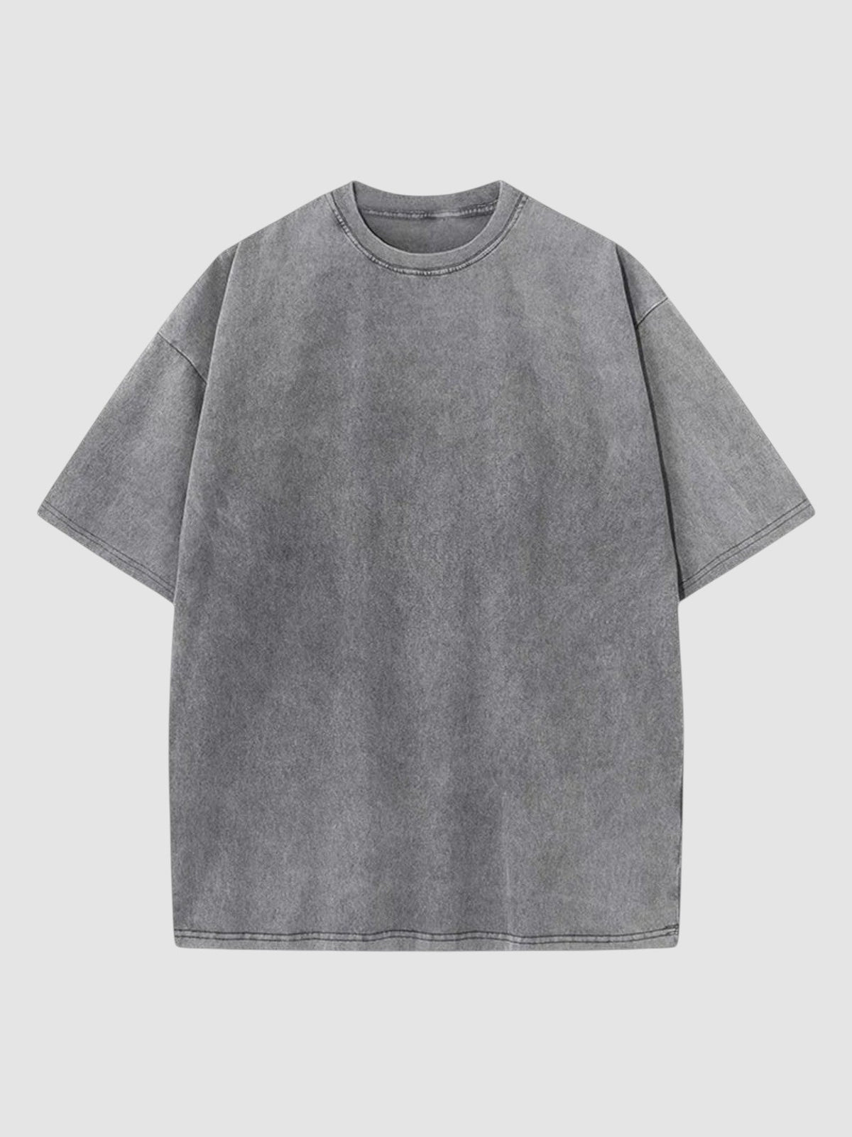 Y2K Studio grey vintage washed cotton t-shirt with a relaxed fit, round neck, and short sleeves.