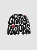 Y2K Studio vintage beanie in white with black groovy graffiti lettering and small red star accents