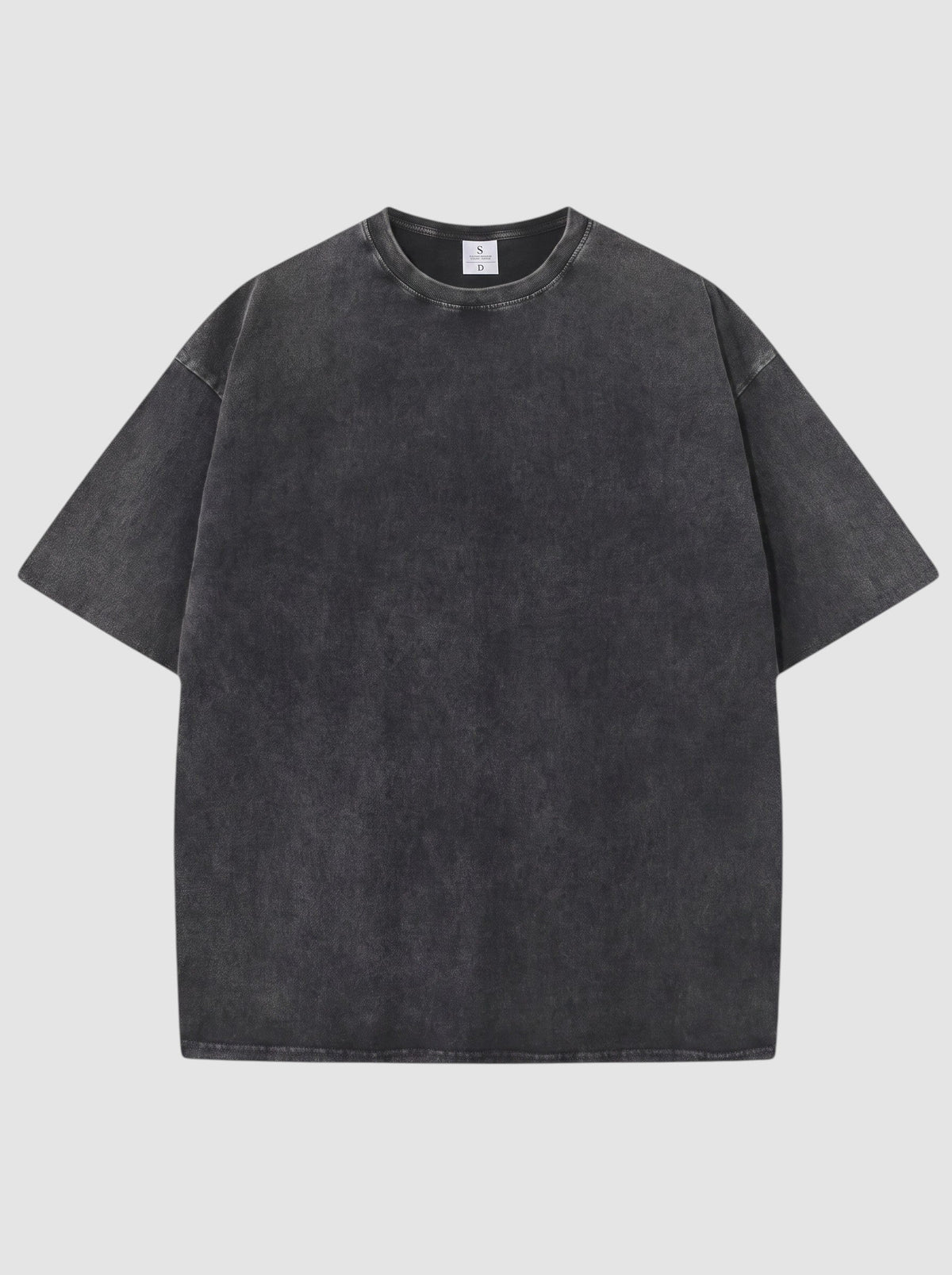 Y2K Studio vintage washed black cotton t-shirt with a relaxed fit, crew neck, and short sleeves.